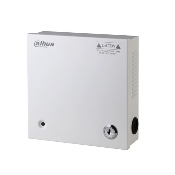 Alimentatore box 12 Vdc 5A, 9 uscite a morsetti