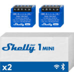 Shelly Mini 1 GEN3 2PACK- Smart Relay contatto pulito 8A AC/DC WiFi/BT/Matter. Colore blu
