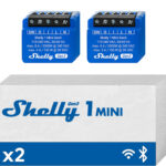Shelly Mini 1 GEN3 2PACK- Smart Relay contatto pulito 8A AC/DC WiFi/BT/Matter. Colore blu