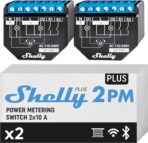 Shelly Plus 2PM DOUBLE PACK - Smart Relay 16A AC/DC WiFi/BT + PM. Colore nero