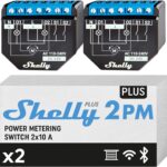 Shelly Plus 2PM DOUBLE PACK - Smart Relay 16A AC/DC WiFi/BT + PM. Colore nero