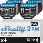 Shelly Plus 2PM - FOUR PACK Smart Relay Tapparelle 16A AC/DC WiFi + PM. Colore nero