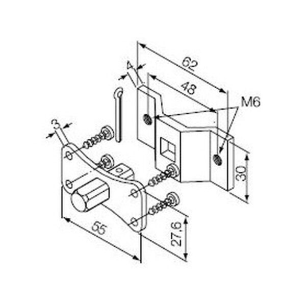Perno quadro 10 mm + staffa con fori M6