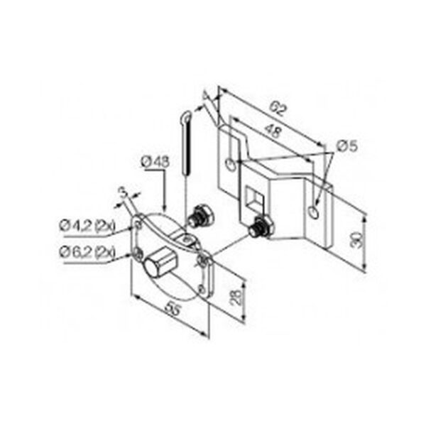 Perno quadro 10 mm + staffa (max 30 Nm)
