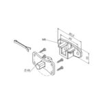Perno quadro 10 mm + staffa a sella, con fori M6 a interasse 44 mm (per motori con finecorsa programmati in modalità manuale)
