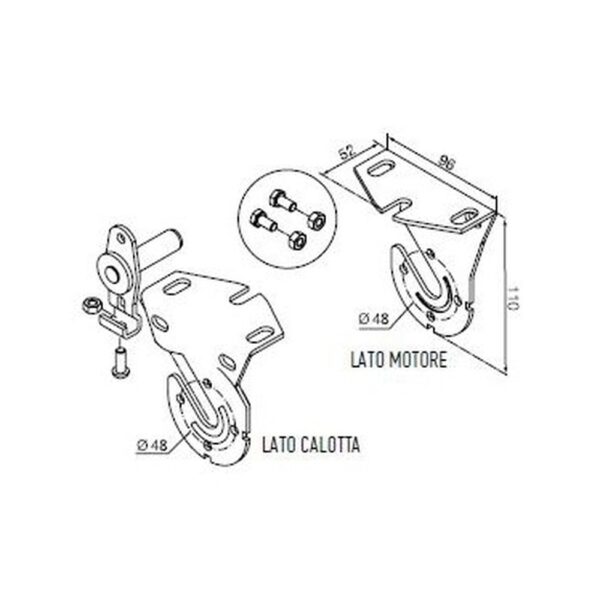 Kit supporti bianchi ad inserimento rapido su un lato. Per motori Ø 45 mm, max 30 Nm (da associare a 575.12150 o 575.12178)