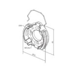 Supporto in alluminio con 4 fori M6 e 4 sedi per viti testa svasata da M6