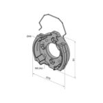 Supporto in alluminio con 4 fori M6 e 4 sedi esagonali per dado M6