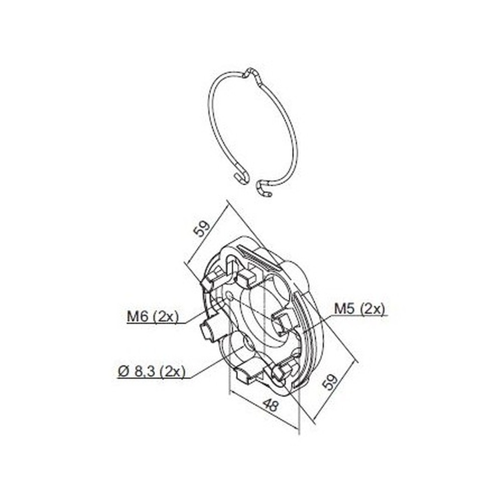 535.10099 Compact support aluminum with spring ERA M SH with holes 48 mm (M6) and 4 holes 60 mm (M8 e 8.3) - immagine 1