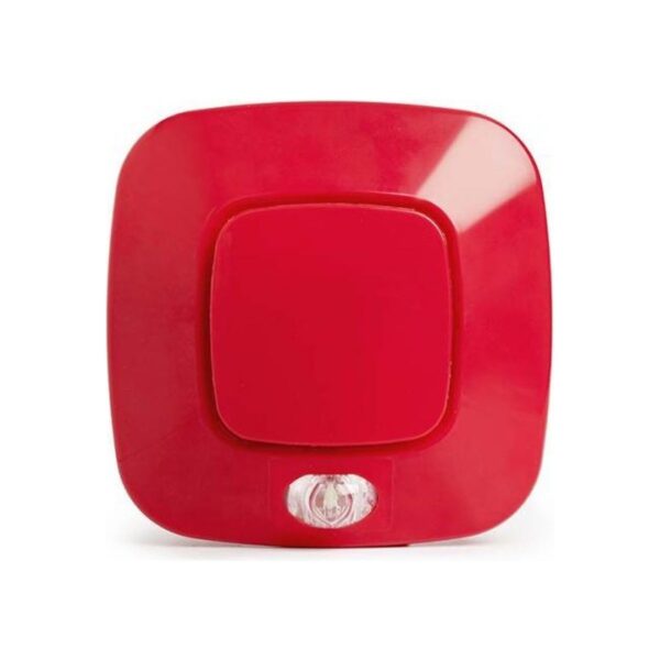 Segnalatore acustico autoindirizzato rosso. 240 indirizzi completo di isolatore.