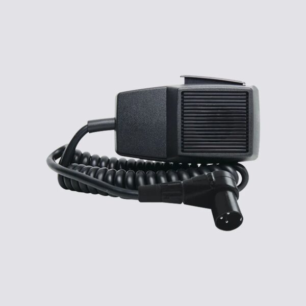 Microfono PTT per l’utilizzo sul pannello frontale o con basi microfoniche di emergenza IPGExx. Connettore XLR 90°.