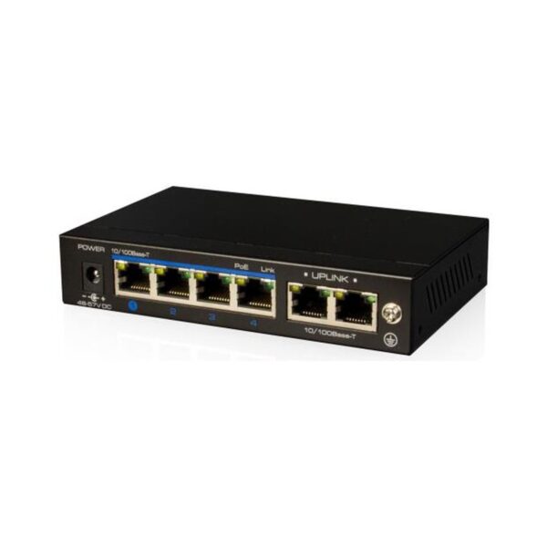 ORCA - Switch 4 Porte 10/100 POE (PoE bgtm 60W) + 2 porte 10/100 per uplink