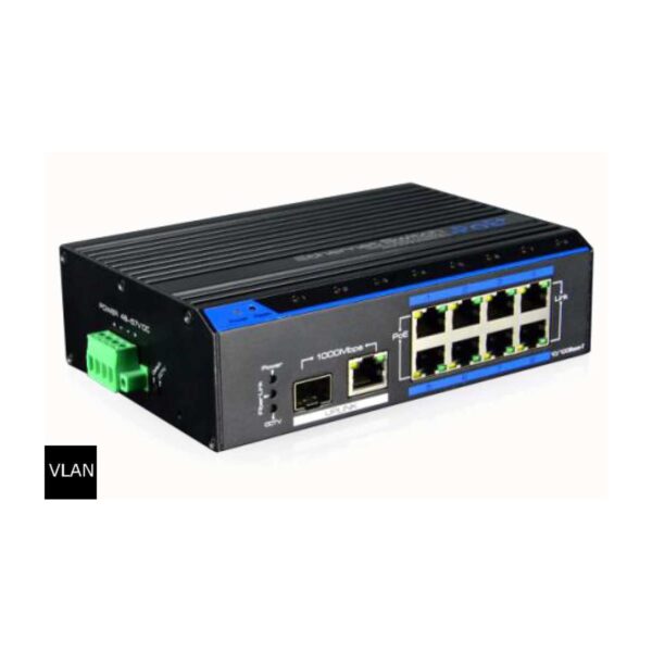 ORCA - Switch Industriale (DIN) unmanaged 8 Porte POE 10/100 (PoE bgtm 120W) + 2 porte Uplink giga fibra/ethernet