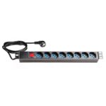 ORCA - Canalina alimentazione 1U/19" 6 prese universali 45° + interruttore luminoso