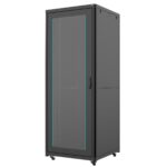 ORCA - Armadio a pavimento serie MARLIN, 800X800X42U, 4 montanti, smontabile, piedini (zoccolo optional), portata 800 kg Nero