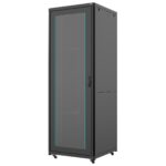 ORCA - Armadio a pavimento serie MARLIN, 800X800X47U, 4 montanti, smontabile, piedini (zoccolo optional), portata 800 kg Nero