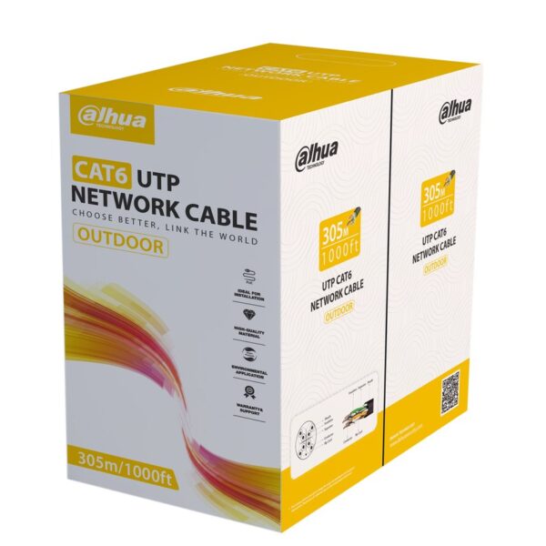 Cavo UTP CAT6 esterno 305 m PVC+MDPE rip cord nero