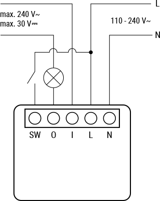 Schema elettrico dello Shelly Mini 1