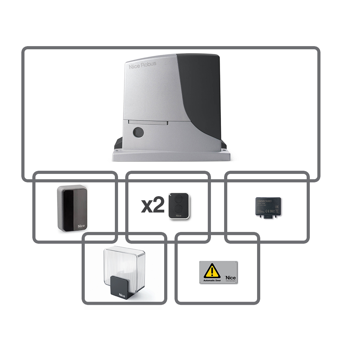 RB1000BDKCE -- 000 (11881) Kit bidirezionale per l'automazione di cancelli scorrevoli fino a 1000 kg, 24 Vdc, centrale integrata - immagine 1