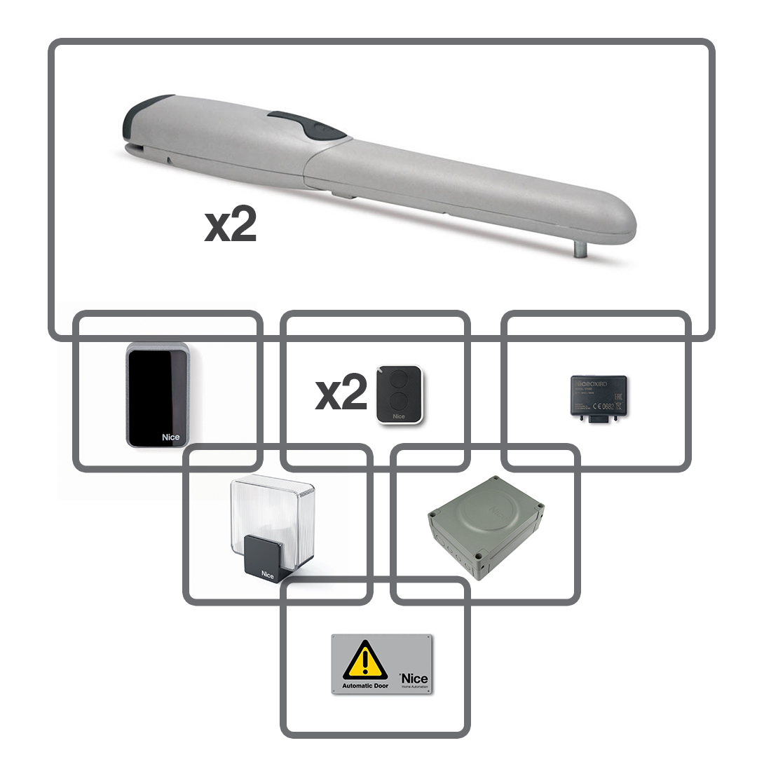 WINGO4024BDKCE -- 000 (9395) Kit bidirezionale per cancelli a battente con ante fino a 2 m, 24 Vdc, montaggio esterno - immagine 1