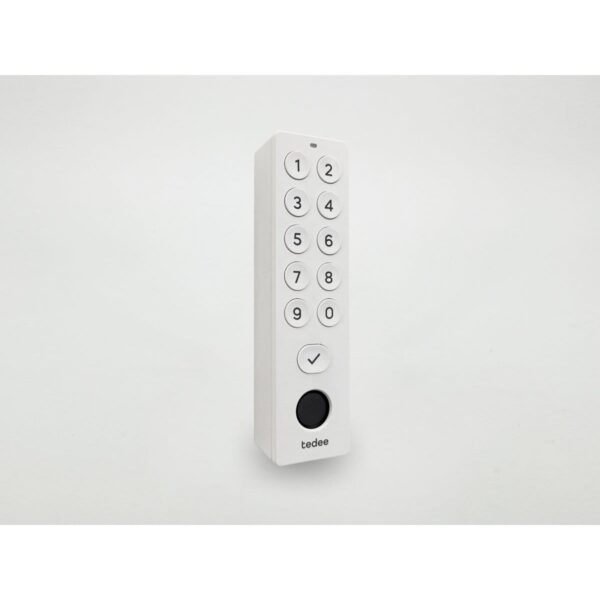 Tastierino biometrico Tedee Keypad PRO bianco con PIN e impronta digitale