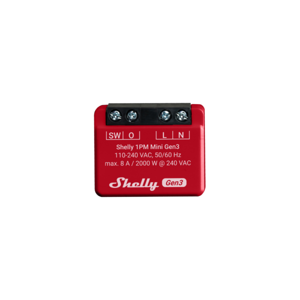 Shelly Mini 1PM Gen3 - confezione da 2 pezzi, Misuratore di energia, Wi-Fi/BT/Matter + PM