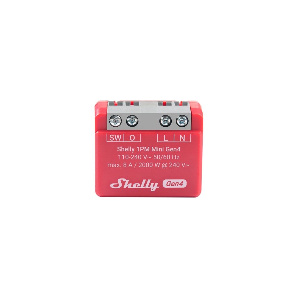 Shelly-1PM-Mini-Gen4-main-image.png Shelly 1PM Mini Gen4 - confezione da 2 pezzi, Misuratore di energia, 8A Wi-Fi/Zigbee/BT/Matter - immagine 1