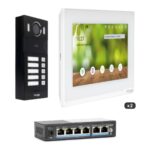 Kit videocitofonico IP plurifamiliare 5 tasti (2 monitor)