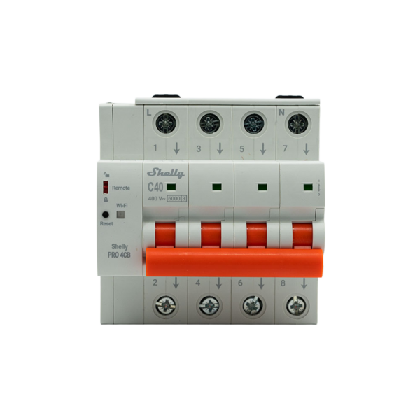Shelly Pro 4CB C40A Wi-Fi/LAN - Interruttore automatico smart, guida DIN