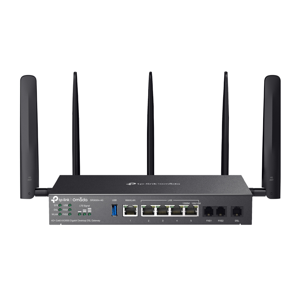 DR3650v-4G-1 Omada Gateway DSL desktop 4G+ Cat6 Wi-Fi 6 AX3000 DR3650v-4G - immagine 1