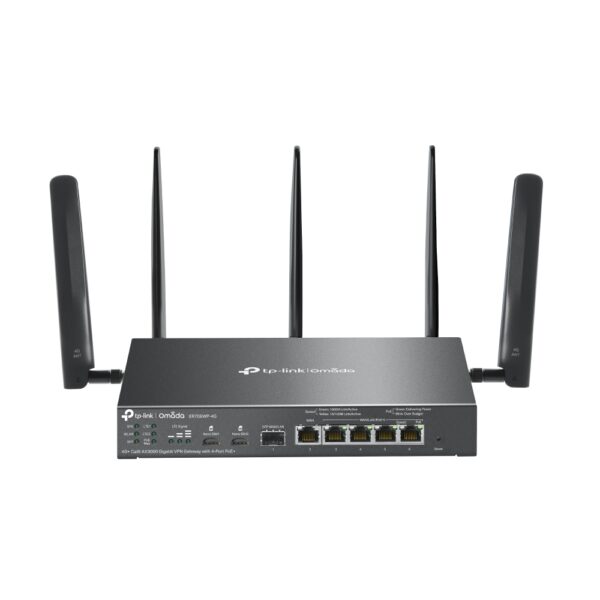 Omada Gateway VPN 4G+ Cat6 Wi-Fi 6 AX3000 con 4 porte PoE+ ER706WP-4G