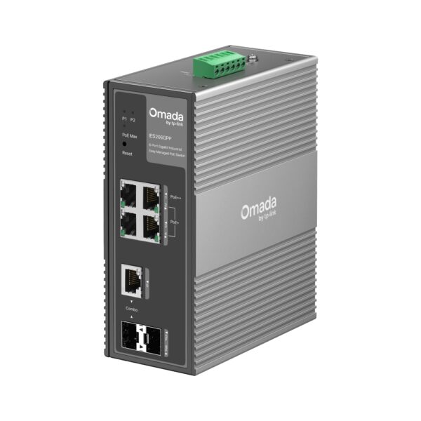 Omada Switch industriale Easy Managed 6 porte Gigabit con 3 porte PoE+ e 1 porta PoE++ IES206GPP
