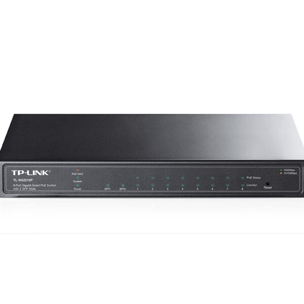 Omada Switch Smart Desktop con 8 Porte Gigabit PoE+ e 2 Slot SFP SG2210P