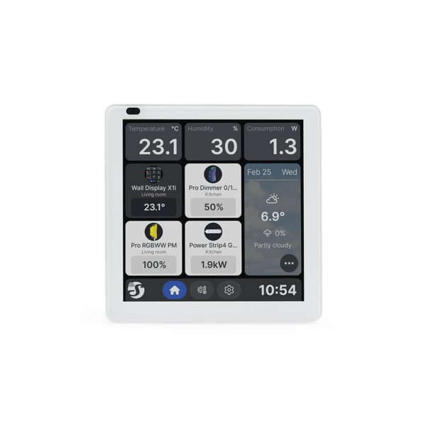Shelly Wall Display X1i Argento - Pannello touch da parete 720×720 Android 11 con base di alimentazione