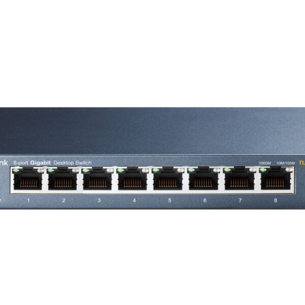 Switch unmanaged 8 porte Gigabit, case metallico
