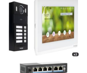 Kit videocitofonico IP plurifamiliare 5 tasti (2 monitor)